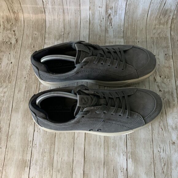 Ecco Byway Dark Shadow Sneakers Leather Low Top Lace Up Gray Men‎ Size 7 - Picture 2 of 10